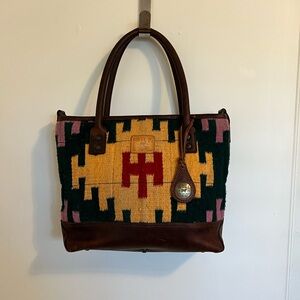 Will Leather Goods leather and wool tote.